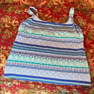 Lands' End Blue and White Striped underwire tankini top